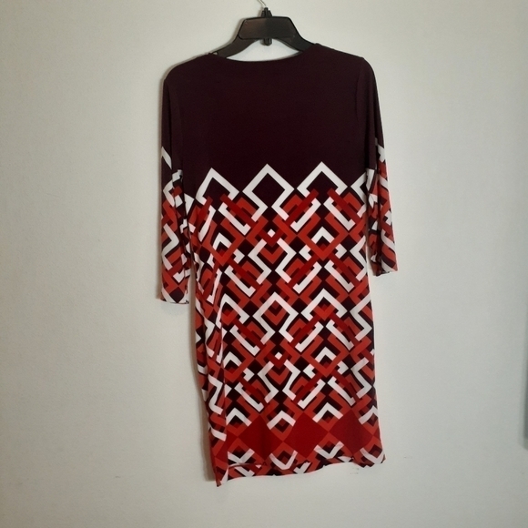 BANANA Republic Womens Dress Shift Red Maroon Geometric Dopamine Stretchy Medium - Picture 10 of 15